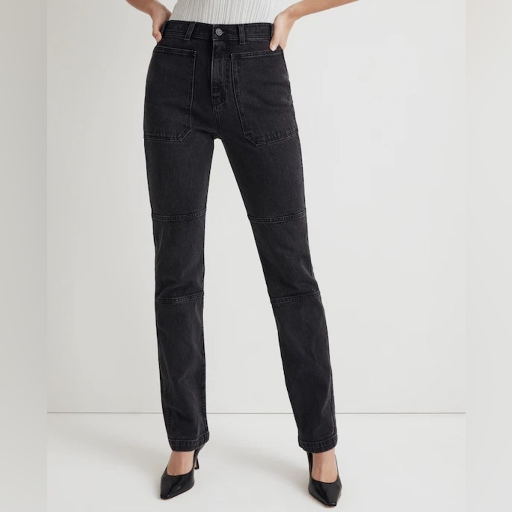 Madewell The '90s Straight Leg Utility Black Jean High Rise Size 33